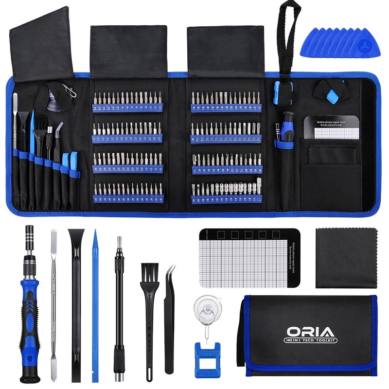 ORIA Precision Screwdriver Set, 142 in 1 Magnetic Screwdriver Kit with 120 Screwdrivers Bits, Computer Laptop Electronics Repair Tool Kit for SmartPhone, Laptop, Watches, MacBook, Tablet, Game Console - Image 1